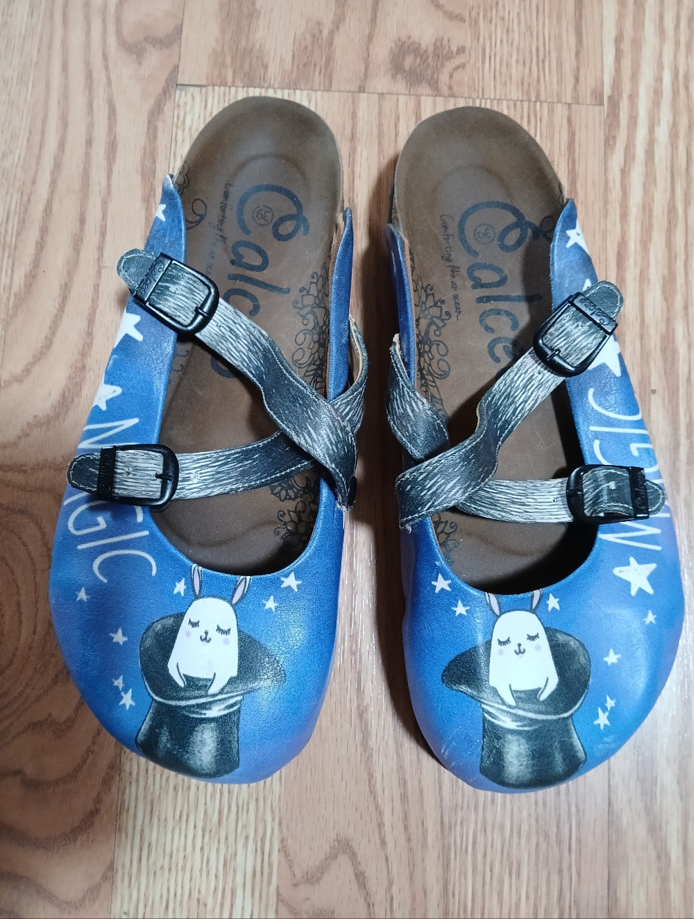 Calceo Blue Magic Cross Strap Clogs Sz:39
